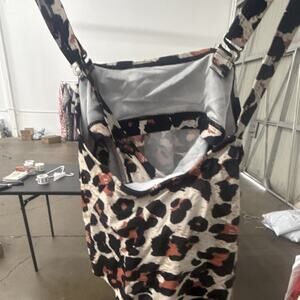 Leopard Print Multicolor Canvas Shoulder Bag Rectangle Animal Handbag for Women